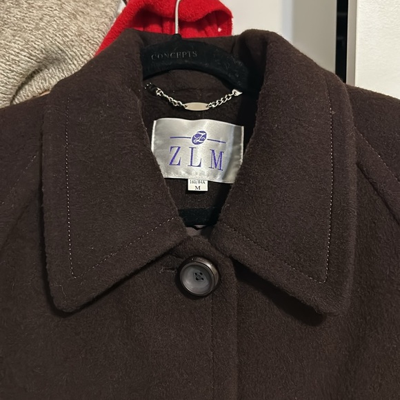 Vintage brown long trench coat peacoat button from long coat - Picture 3 of 6